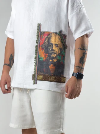Portre Buldan Bej Erkek T-Shirt COC3265