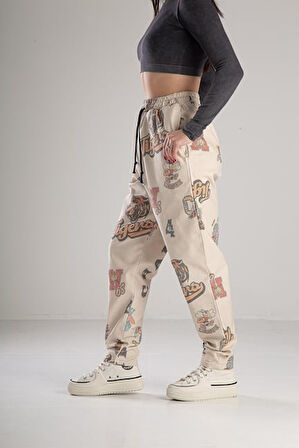 Tiger Desenli Gabardin Jogger Pantolon COC1812