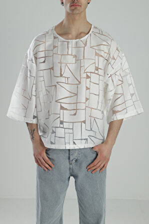 Tasarım Fakir Kol Beyaz T-Shirt COC1805