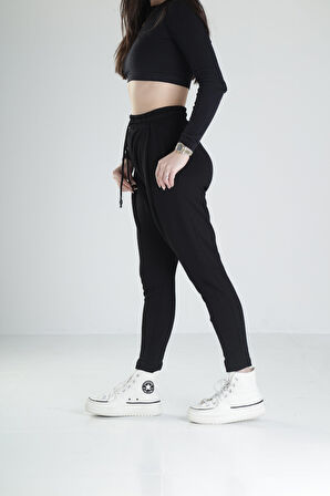 Slim Kesim Siyah Likralı Havuç Pantolon COC1997