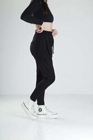 Slim Kesim Siyah Likralı Havuç Pantolon COC1997