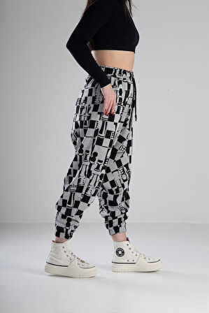 Satranç Desenli Spor Şalvar COC1966