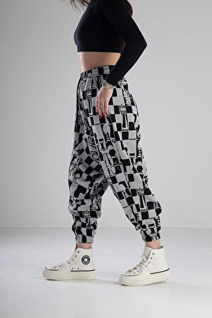 Satranç Desenli Spor Şalvar COC1966