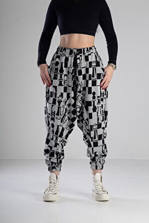 Satranç Desenli Spor Şalvar COC1966