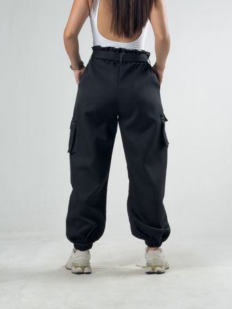 Siyah Kadın Bol Kesim Kargo Cepli Jogger Pantolon COC3322
