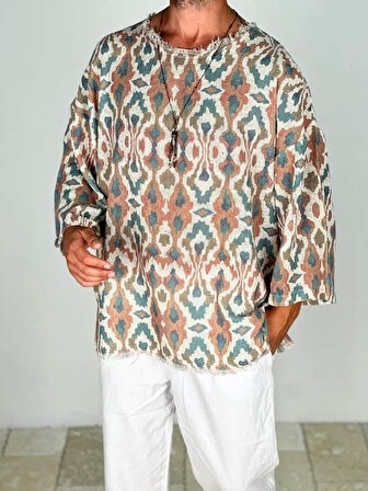 Retro Desenli Bohem Fakir Kol T-Shirt COC1957