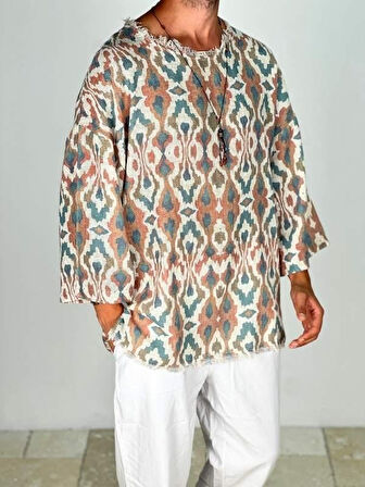 Retro Desenli Bohem Fakir Kol T-Shirt COC1957