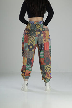 Renkli Desenli Rahat Kesim Bürümcük Jogger Pantolon COC1954