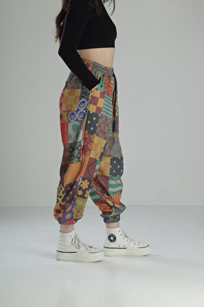 Renkli Desenli Rahat Kesim Bürümcük Jogger Pantolon COC1954