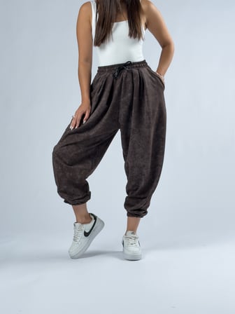 Kahverengi Baskılı Kadın Jogger Pantolon COC3333