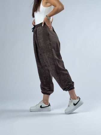 Kahverengi Baskılı Kadın Jogger Pantolon COC3333