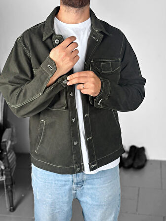 Premium Kalite Yeşil Kot Ceket COC1947