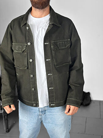 Premium Kalite Yeşil Kot Ceket COC1947