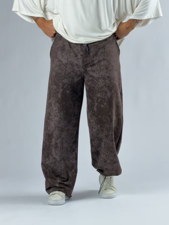 Paça Ayarlamalı Desenli Kahverengi Erkek Baggy Pantolon COC3352