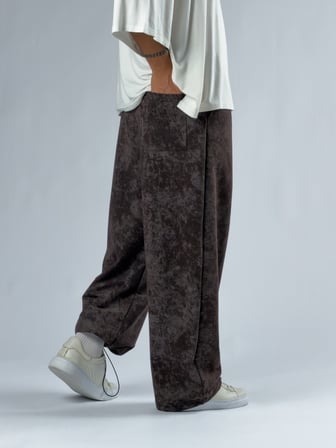 Paça Ayarlamalı Desenli Kahverengi Erkek Baggy Pantolon COC3352