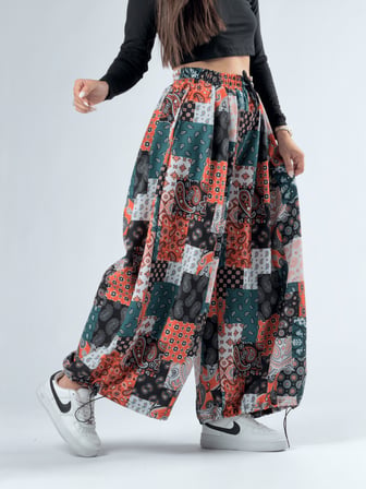 Bandana Paça Ayarlamalı Süper Oversize Kadın Pantolon COC3368
