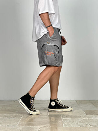 Premium Kalite Gri Gabardin Şort COC1916