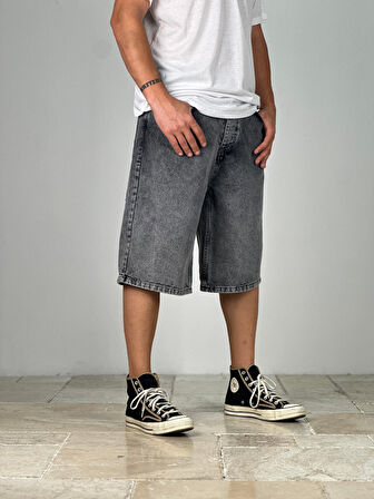 Premium Kalite Gri Bermuda Kot Şort COC1915