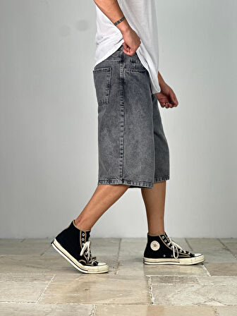 Premium Kalite Gri Bermuda Kot Şort COC1915