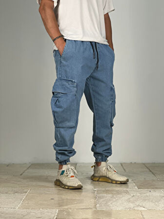 Premium Kalite Büyük Cepli Mavi Jogger Pantolon COC1909