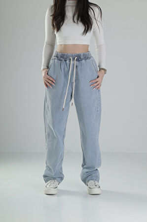 Kadın Buz Mavisi Baggy Pantolon COC1908