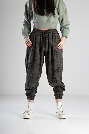 Poker Desenli Pileli Jogger Pantolon COC2100