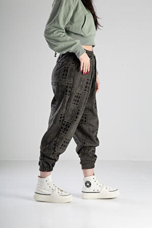 Poker Desenli Pileli Jogger Pantolon COC2100