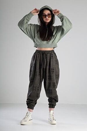 Poker Desenli Pileli Jogger Pantolon COC2100