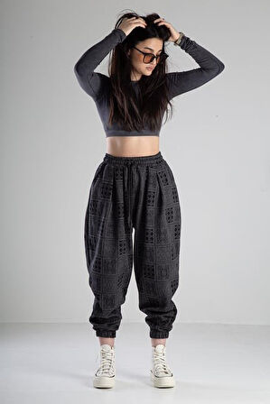 Poker Desenli Pileli Jogger Pantolon COC2099