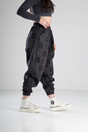 Poker Desenli Pileli Jogger Pantolon COC2099