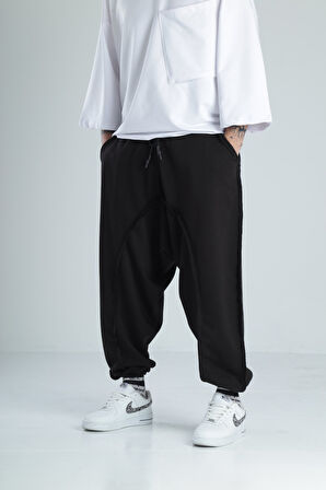 Pis Dikişli Siyah Spor Şalvar COC2098