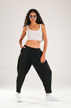 Pileli Siyah Jogger Pantolon COC2094