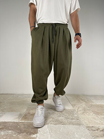 Pileli Haki Yarım Şalvar COC2090