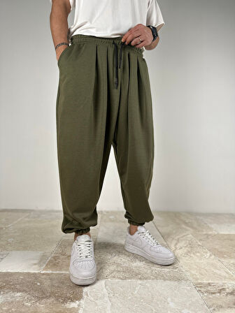 Pileli Haki Yarım Şalvar COC2090