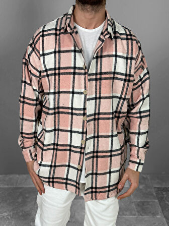 Pembe Siyah Çizgili Oduncu Gömlek COC2087