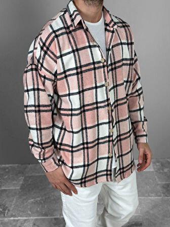 Pembe Siyah Çizgili Oduncu Gömlek COC2087