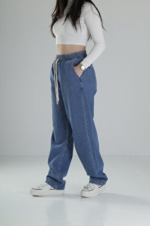 Kadın Koyu Mavi Baggy Kot Pantolon COC2038