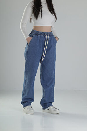 Kadın Koyu Mavi Baggy Kot Pantolon COC2038