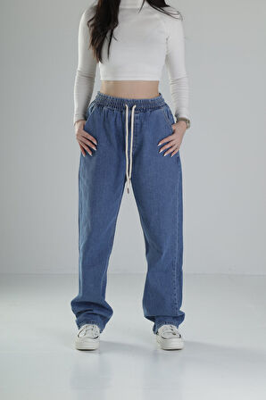 Kadın Koyu Mavi Baggy Kot Pantolon COC2038