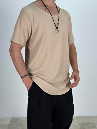 Lycralı Bej T-Shirt COC2029