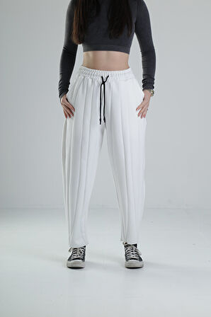 Likralı Ekru Tasarım Pantolon COC2023