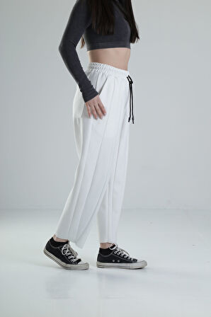 Likralı Ekru Tasarım Pantolon COC2023