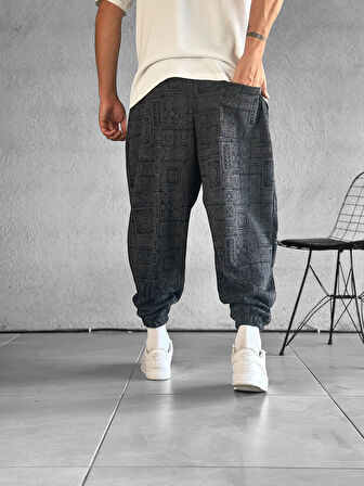 Lahit Desenli Lazer Kesim Pileli Yarım Şalvar COC2017