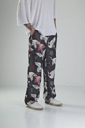 Kuş Desenli Baggy Pantolon COC2010