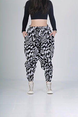 Kalpli Desenli Üç İplik Spor Şalvar COC2171