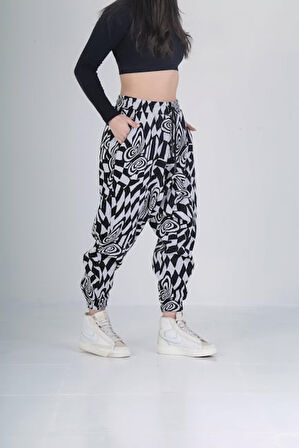 Kalpli Desenli Üç İplik Spor Şalvar COC2171