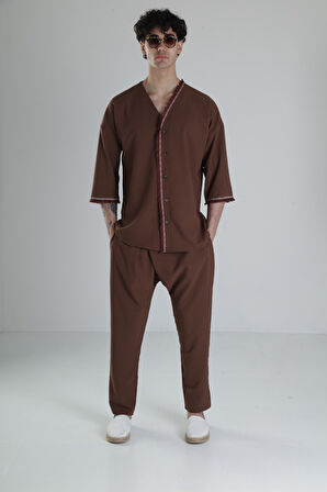 Gofre Kumaş Kahverengi Takım COC2107