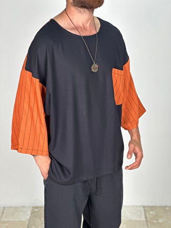 Fakir Kol Viscon Turuncu Oversize T-Shirt COC2280