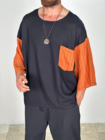 Fakir Kol Viscon Turuncu Oversize T-Shirt COC2280