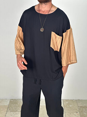 Fakir Kol Viscon Kahverengi Oversize T-Shirt COC2278